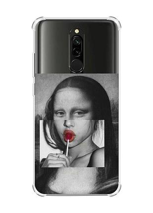 Чехол с утолщенными углами на xiaomi redmi 8 современная мона лиза (принт 351)