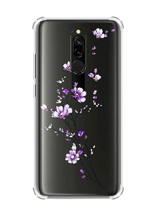 Чехол с утолщенными углами на xiaomi redmi 8 веточка цветов (принт 278)