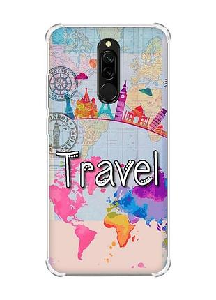 Чехол с утолщенными углами на xiaomi redmi 8 путешествие. travel (принт 321)
