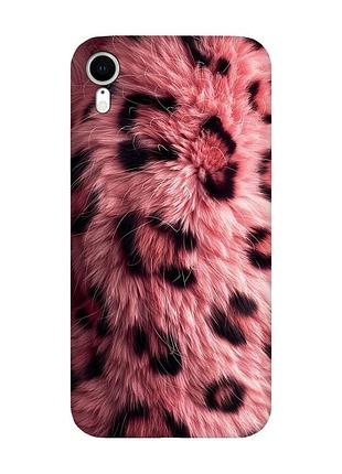Матовый чехол с черными боками на iphone xr розовый мех (принт 397)