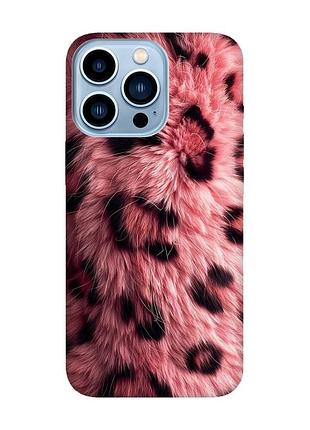 Матовий рожевий чохол на iphone 13 pro max рожеве хутро (принт 397)