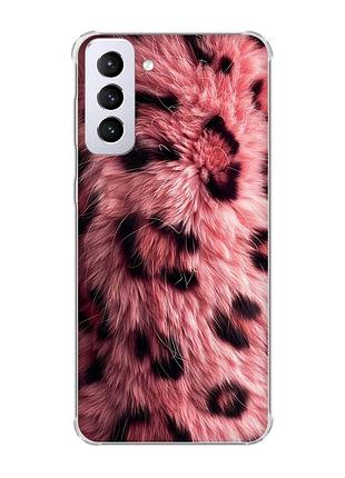 Чехол с утолщёнными углами на samsung galaxy s21 plus розовый мех (принт 397)