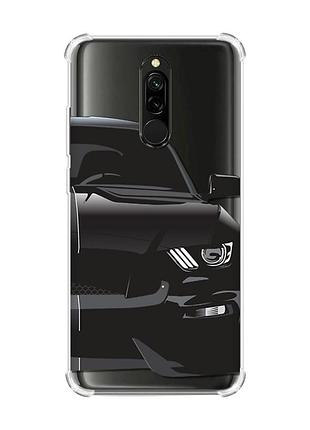 Чехол с утолщенными углами на xiaomi redmi 8 авто чёрное (принт 232)