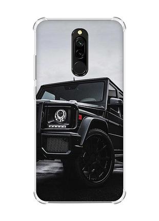 Чехол с утолщенными углами на xiaomi redmi 8 авто чёрное (принт 234)
