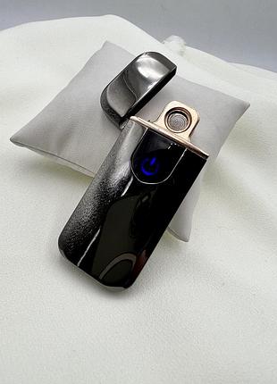 Usb запальничка чорний лід широка з лазерним гравіюванням
