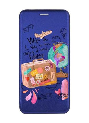 Чехол-книжка синий с рисунком на xiaomi redmi 14c / poco c75 настроение путешествовать (принт 329)