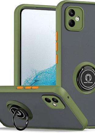Чехол fiji colorframe для samsung galaxy a05 (a055) матовый бампер с кольцом подставкой khaki