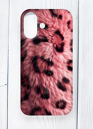 Чехол на iphone 16 розовый мех (принт 397)