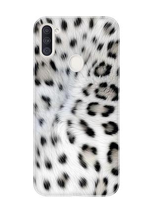 Чехол на samsung galaxy a11 белый леопард (принт 398)