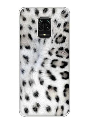 Чохол з потовщеними кутами на xiaomi redmi note 9 pro/ 9s/ 9 pro max білий леопард (принт 398)