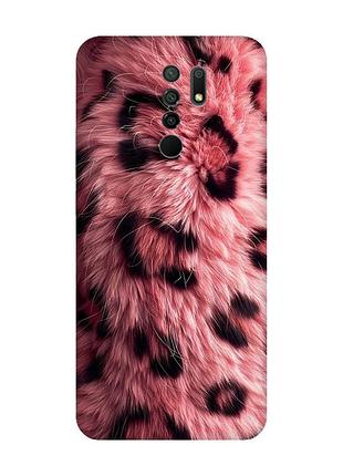Матовый розовый чехол на xiaomi redmi 9 розовый мех (принт 397)