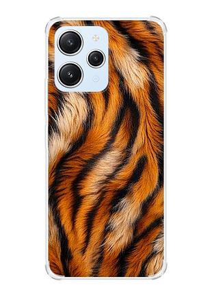 Чохол з потовщеними кутами на xiaomi redmi 12 тигрове хутро (принт 395)