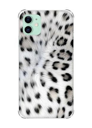 Чохол з потовщеними кутами на iphone 11 (6.1) білий леопард (принт 398)