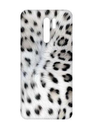Матовый чехол с черными боками на xiaomi redmi 9 белый леопард (принт 398)