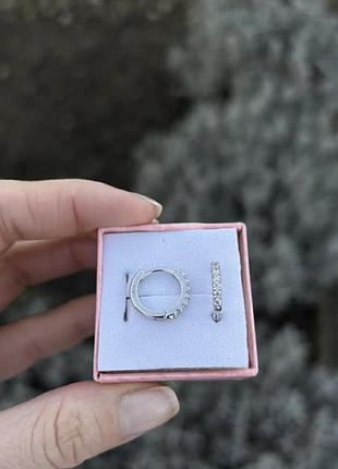 Серьги кольца с фианитами 925