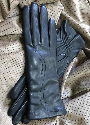 Перчатки кожаные женские на шерстяной подкладке. 8.5"/23 см