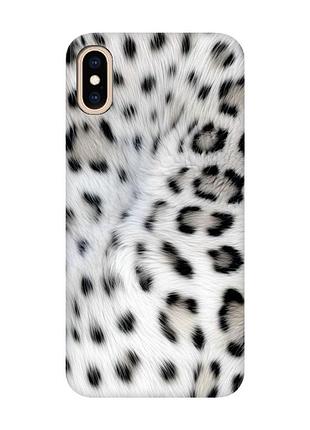 Матовий чохол з чорними боками на iphone xs max білий леопард (принт 398)