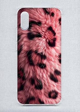 Чехол с утолщёнными углами на xiaomi redmi 9a розовый мех (принт 397)