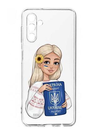 Прозрачный чехол на samsung galaxy s24 fe девушка с паспортом (принт 13)