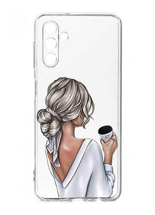Прозрачный чехол на samsung galaxy s24 fe девушка с латте (принт 227)