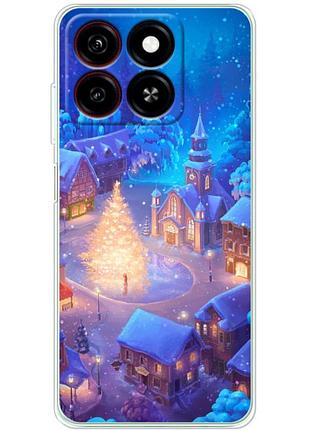 Чехол силиконовый с картинкой на zte blade a55 (новогодний)