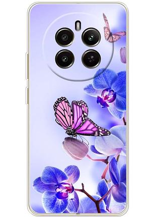 Чехол силиконовый с картинкой на realme 13 4g (цветок, бабочка на орхидее)