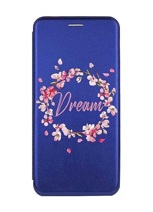 Чохол-книжка синій з малюнком на xiaomi redmi 14c / poco c75 віночок з сакури (принт 284)