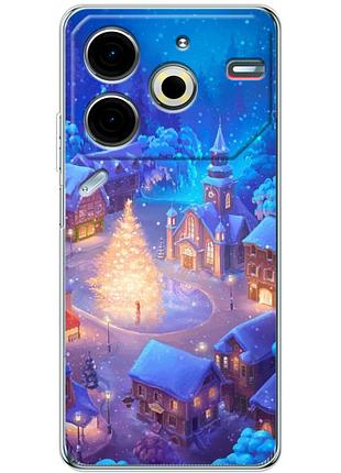 Чехол силиконовый с картинкой на tecno pova 6 neo (новогодний)