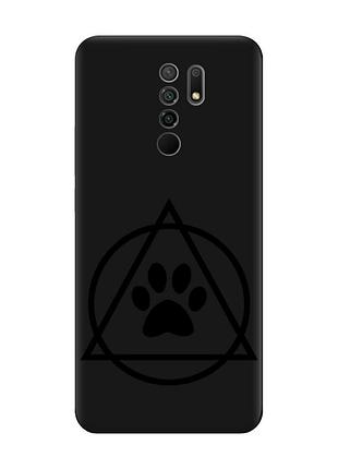 Матовый черный чехол на xiaomi redmi 9 логотип квадроберов (принт 394)
