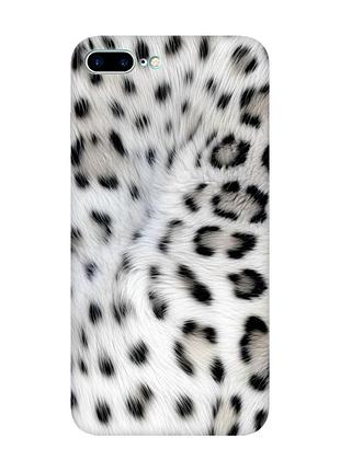 Матовый чехол с бирюзовыми боками на iphone 7 plus / 8 plus белый леопард (принт 398)