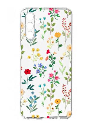 Прозорий чохол на samsung galaxy s24 fe квітковий фон (принт 269)