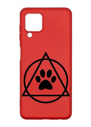 Матовый красный чехол на samsung galaxy m32/a22/m22 4g логотип квадроберов (принт 394)