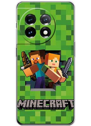 Чехол силиконовый с картинкой на oneplus 11 (майнкрафт, minecraft)