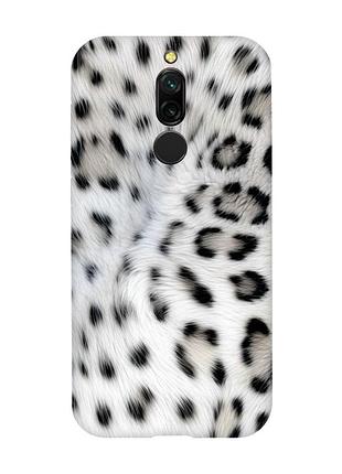 Матовый чехол с розовыми боками на xiaomi redmi 8 белый леопард (принт 398)