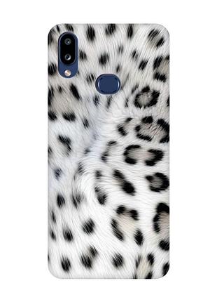 Матовый чехол с розовыми боками на samsung galaxy a10s (a107) белый леопард (принт 398)