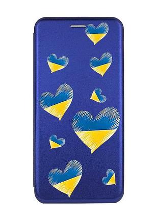Чохол-книжка синій з малюнком на xiaomi redmi 14c / poco c75 сердечка. україна (принт 258)