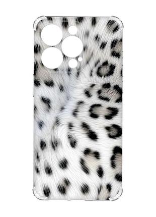 Чехол с утолщенными углами на iphone 15 pro max белый леопард (принт 398)