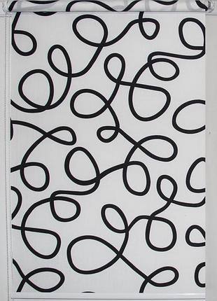 Рулонная штора геометрия чёрно-белый 725*1800