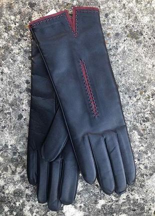 Перчатки кожаные женские на шерстяной подкладке. 8"/22 см
