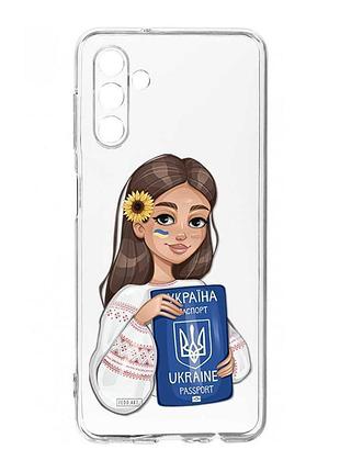 Прозорий чохол на samsung galaxy s24 fe дівчина з паспортом (принт 12)