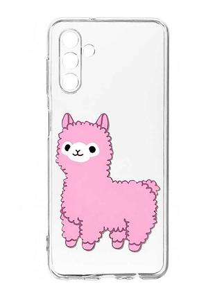 Прозорий чохол на samsung galaxy s24 fe лама рожева (принт 100)