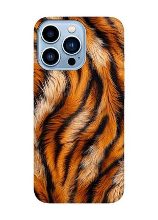 Матовый чехол с черными боками на iphone 13 pro max тигровый мех (принт 395)