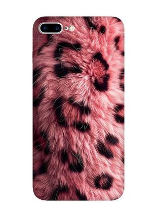 Матовий рожевий чохол на iphone 7 plus/8 plus рожеве хутро (принт 397)