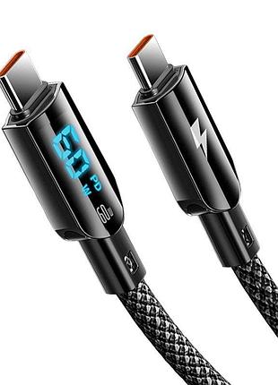 Кабель gelius gp-ucn007 type-c - type-c pd60w (3a) 1.2м с дисплеем для быстрой зарядки и передачи данных black