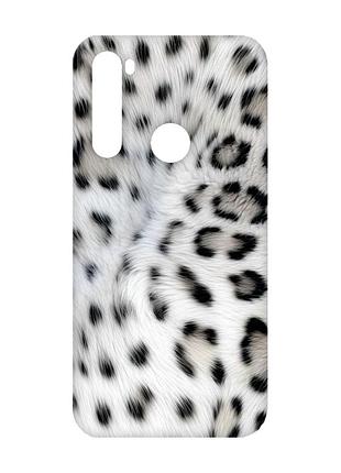 Матовый чехол с черными боками на xiaomi redmi note 8 белый леопард (принт 398)