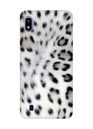 Матовый чехол с черными боками на samsung galaxy a10 (2019) a105 белый леопард (принт 398)