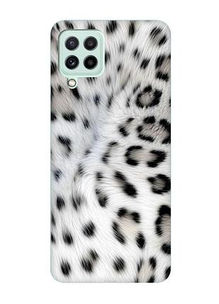 Матовый чехол с бирюзовыми боками на samsung galaxy m32/m22/a22 4g белый леопард (принт 398)