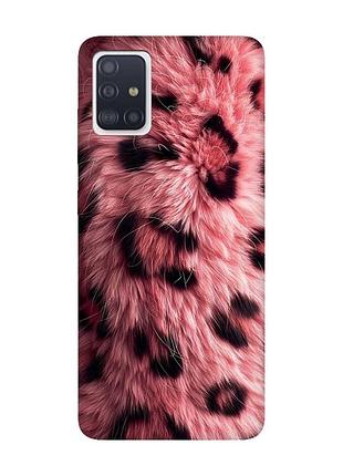 Матовый чехол с черными боками на samsung galaxy a71/a715 розовый мех (принт 397)