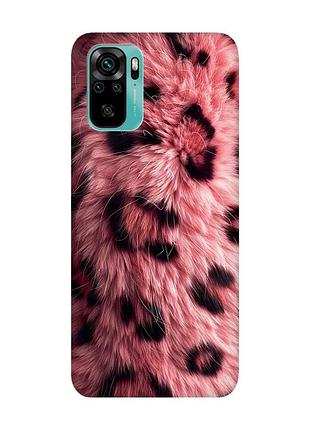 Матовый розовый чехол на xiaomi redmi note 10/note 10s розовый мех (принт 397)