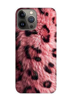 Матовий чохол з чорними боками на iphone 13 pro рожеве хутро (принт 397)